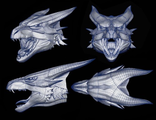 Wireframe for the Bull Dragon's head.